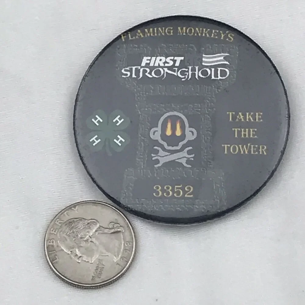 FRC First Stronghold 4H Flaming Monkeys Team 3352 Pin Button Pinback Collectible